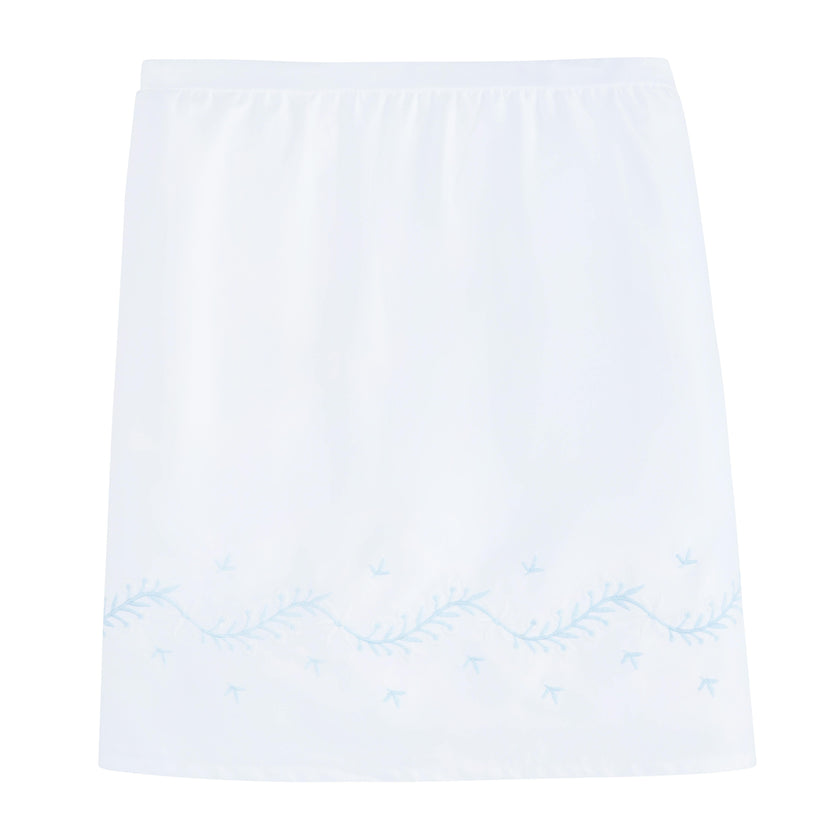Embroidered Crib Skirt - Sky