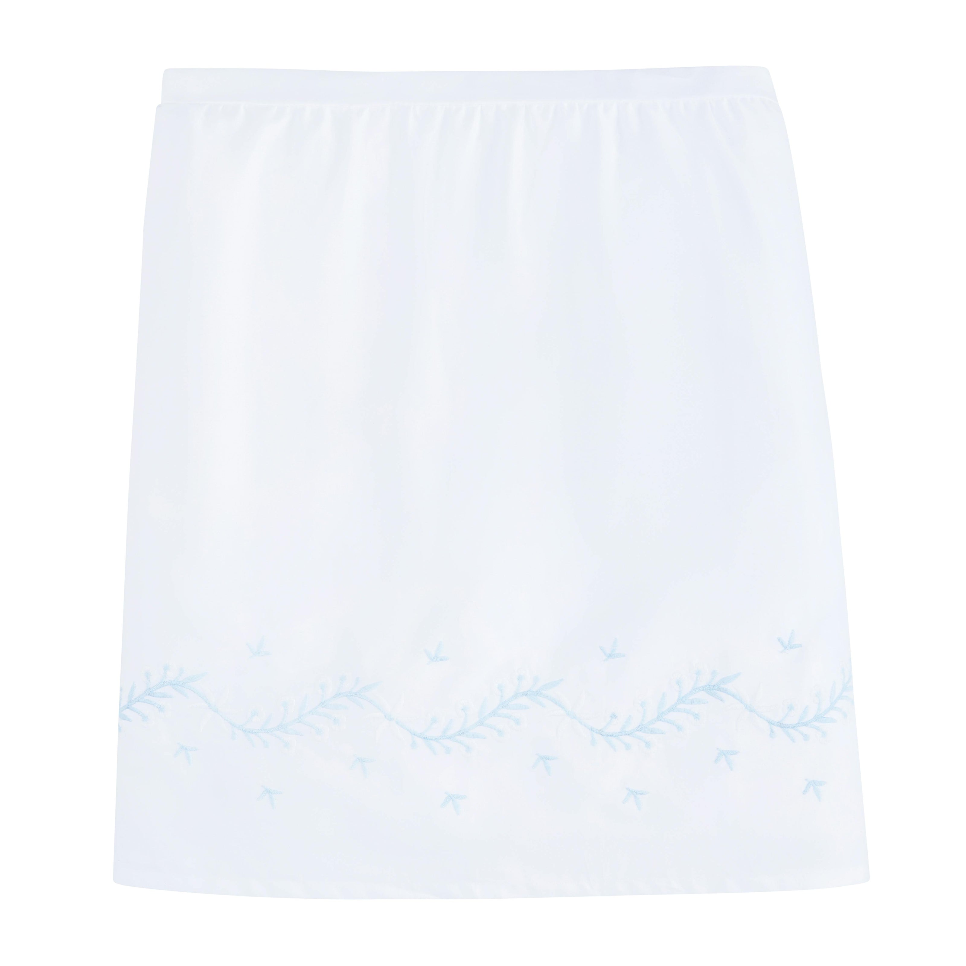 Embroidered Crib Skirt - Sky