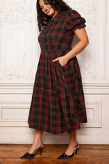 Sophia Dress in Evergreen Plaid