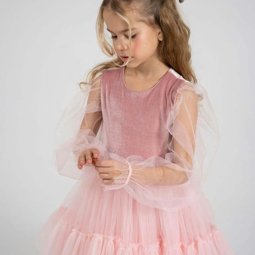 Pink Velvet Balloon Tutu Dress