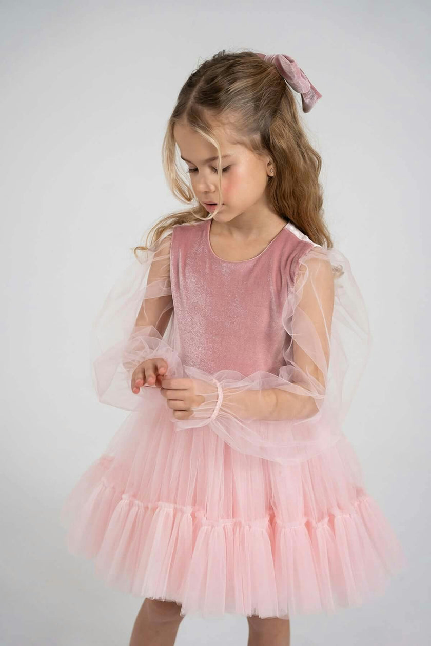 Pink Velvet Balloon Tutu Dress