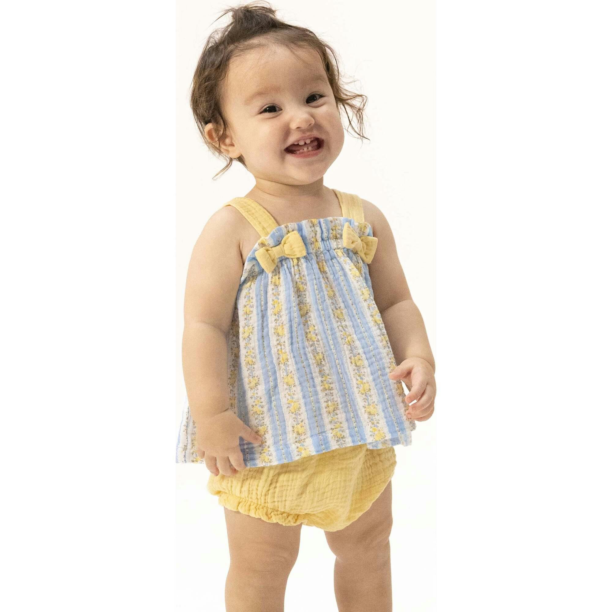 Odalys Floral Stripe - Top with Bows and Ruffle Leg Bloomer