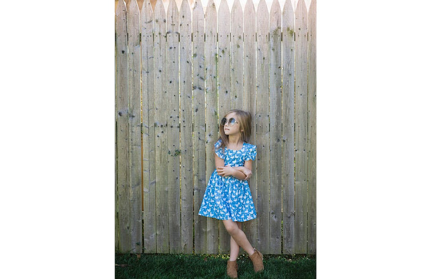 Ruffle Sleeve Dress in Ducks