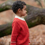 Burnt Ochre Snuggly Knitted Cardigan, Red