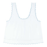women's white scalloped button up tank