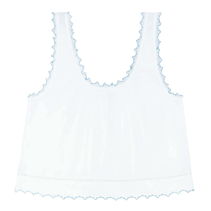 women's white scalloped button up tank