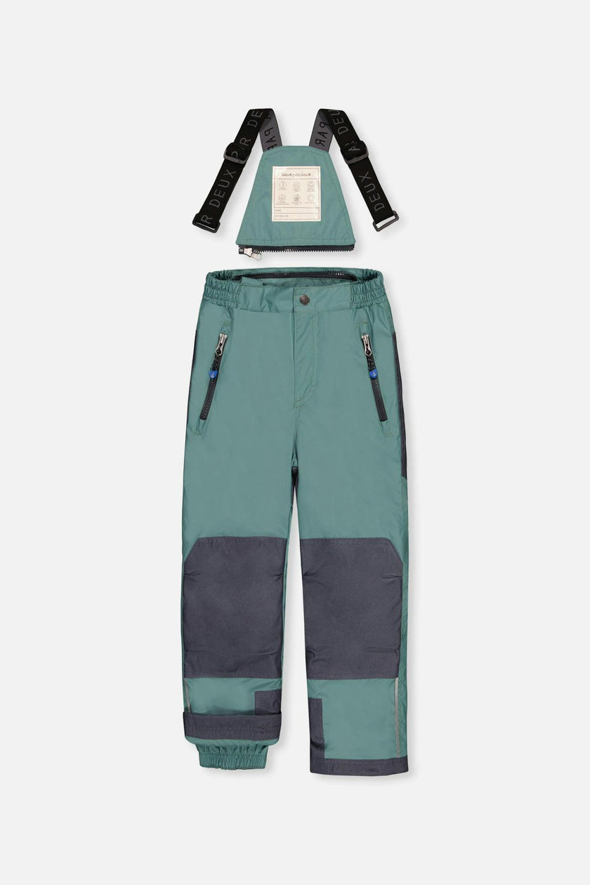 Two Piece Play Snowsuit Blue Camouflage Print With Green Pants