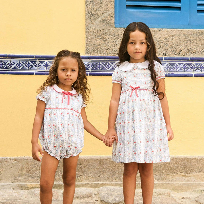 Ivory Rose Stripe Lana Girl Dress