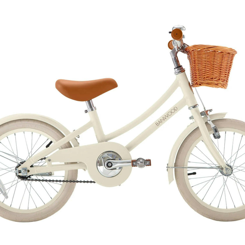 Banwood Classic 16 Inch Kids Bike Cream — Pedal Bicycle with Training Wheels Ages 4-7