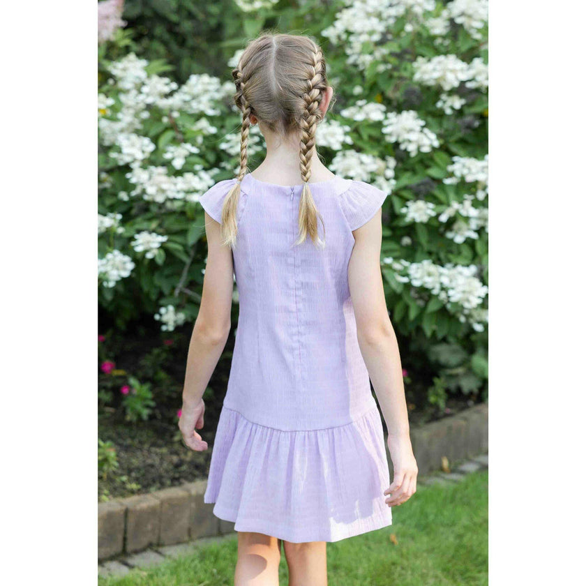 Crinkle Lawn Dress With Shirred Hem Ruffle