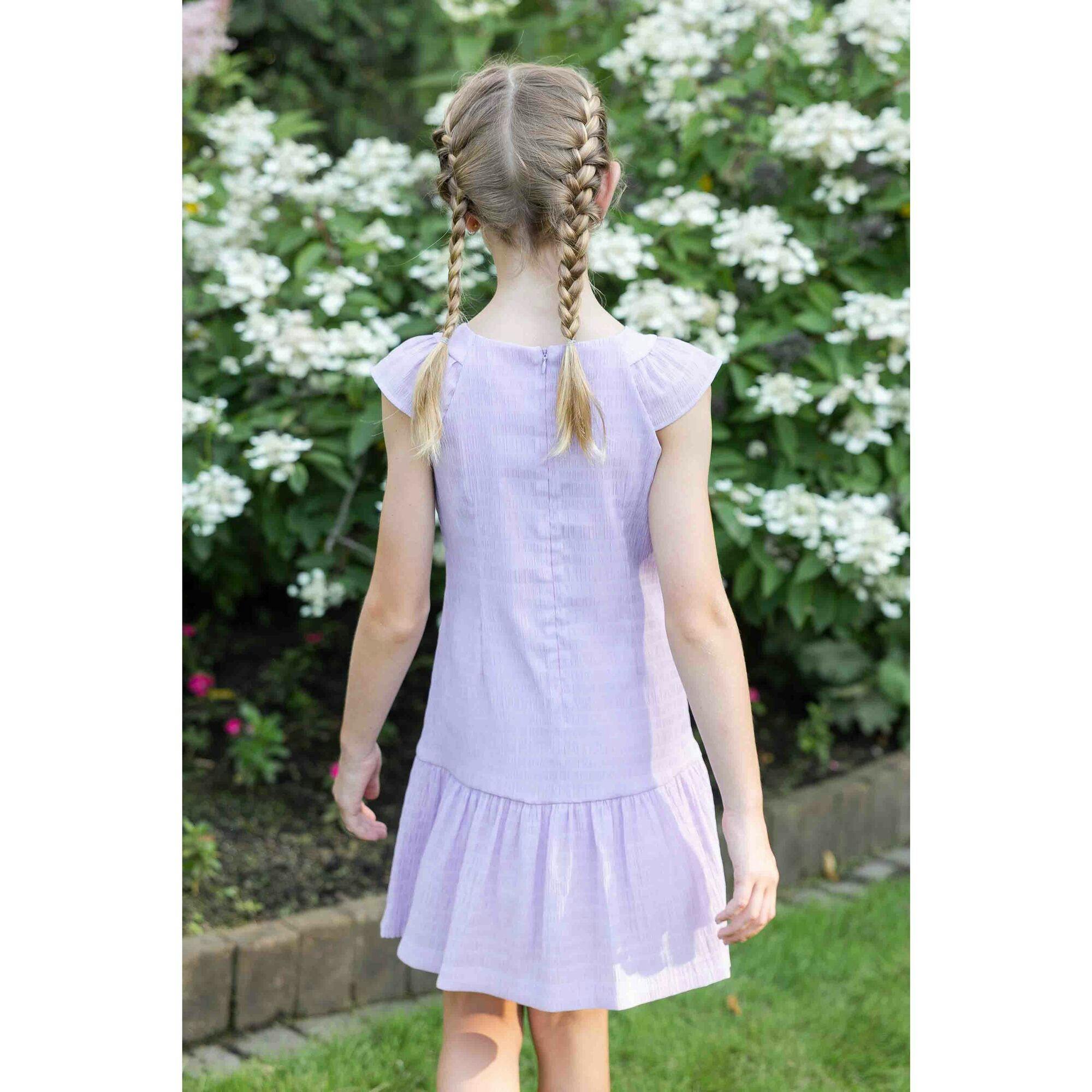 Crinkle Lawn Dress With Shirred Hem Ruffle