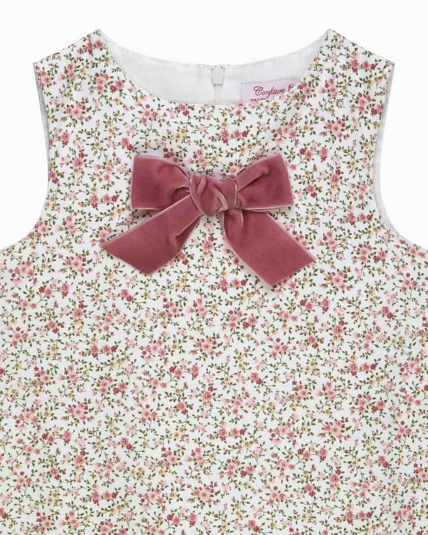 Cord Ditsy Floral Pinafore in Pink