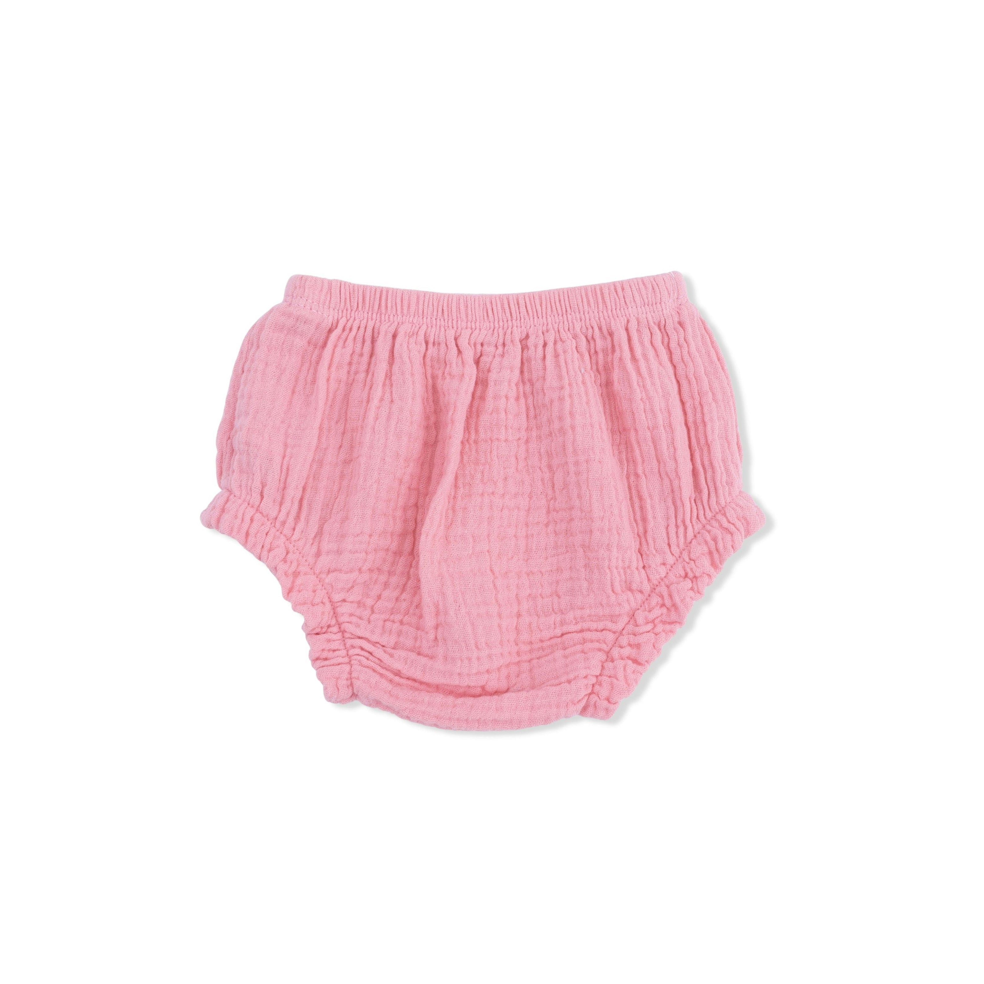 Solid Muslin Poignant Pink - Smocked Top with Bloomer