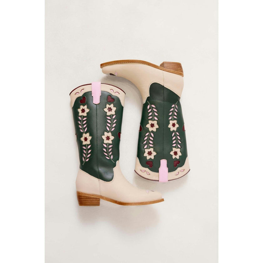 Mini Dakota Boot in Green & Cream