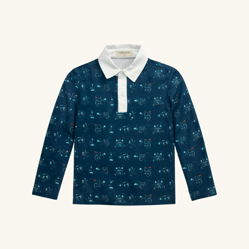 Boys' Long Sleeve Polo in Dragon