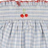 Ruffle Pant Set in Blue Gingham/Cherry