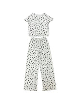 Girls Printed Lounge 2 Pc Short Sleeve Top and Pants Set