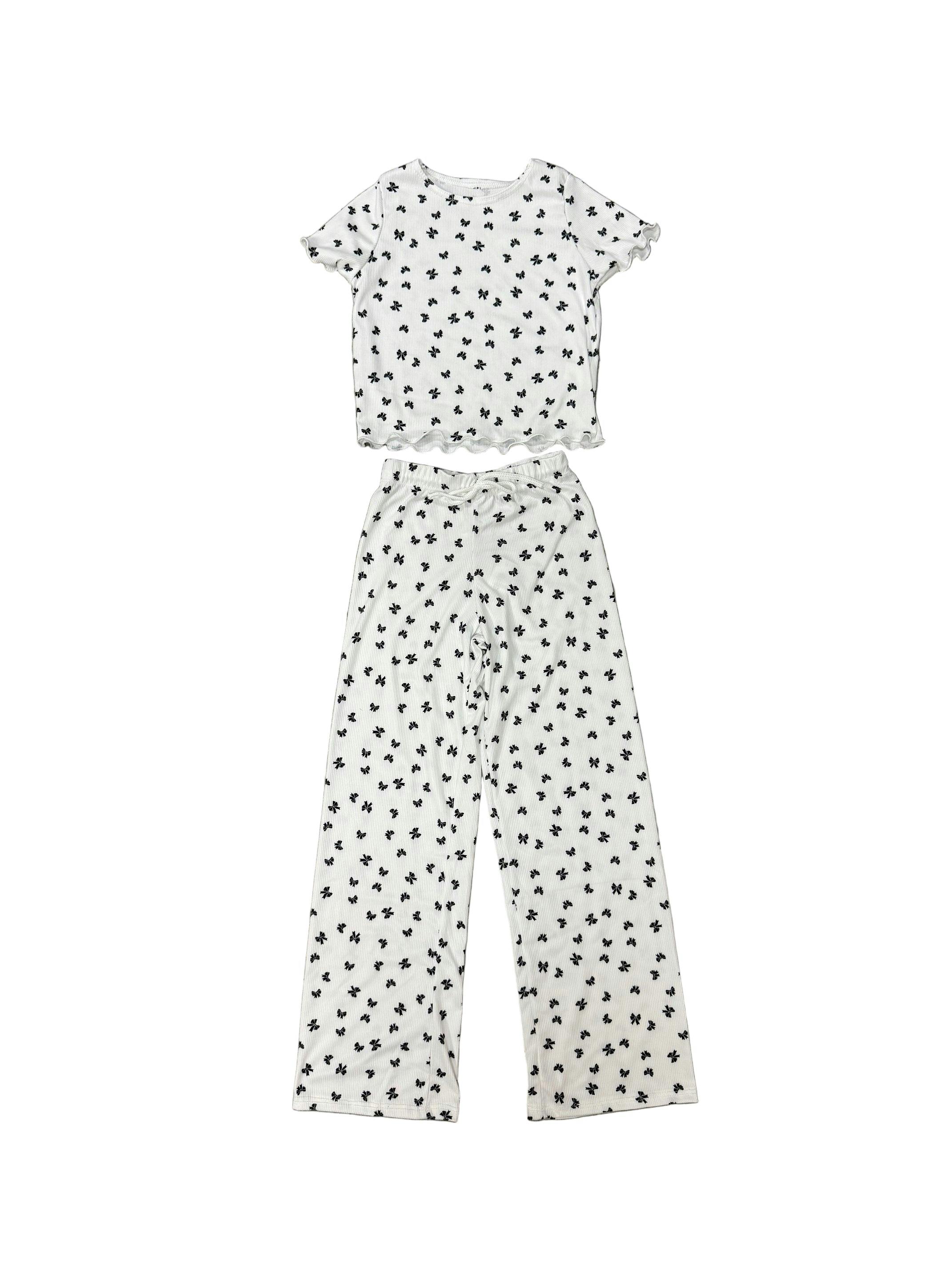 Girls Printed Lounge 2 Pc Short Sleeve Top and Pants Set