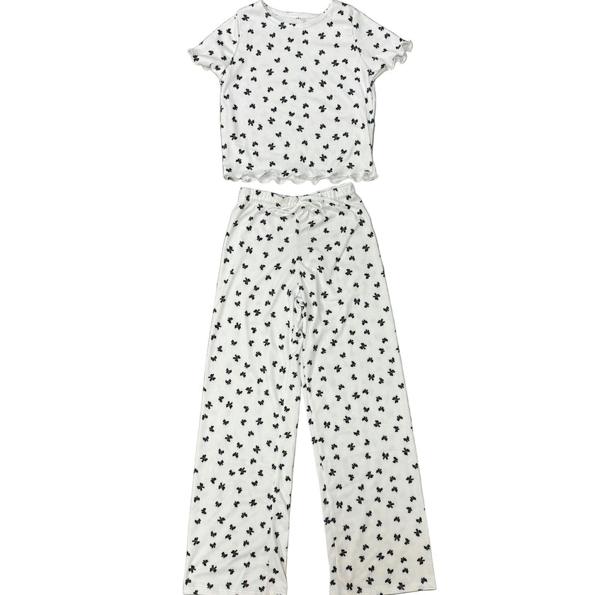 Girls Printed Lounge 2 Pc Short Sleeve Top and Pants Set