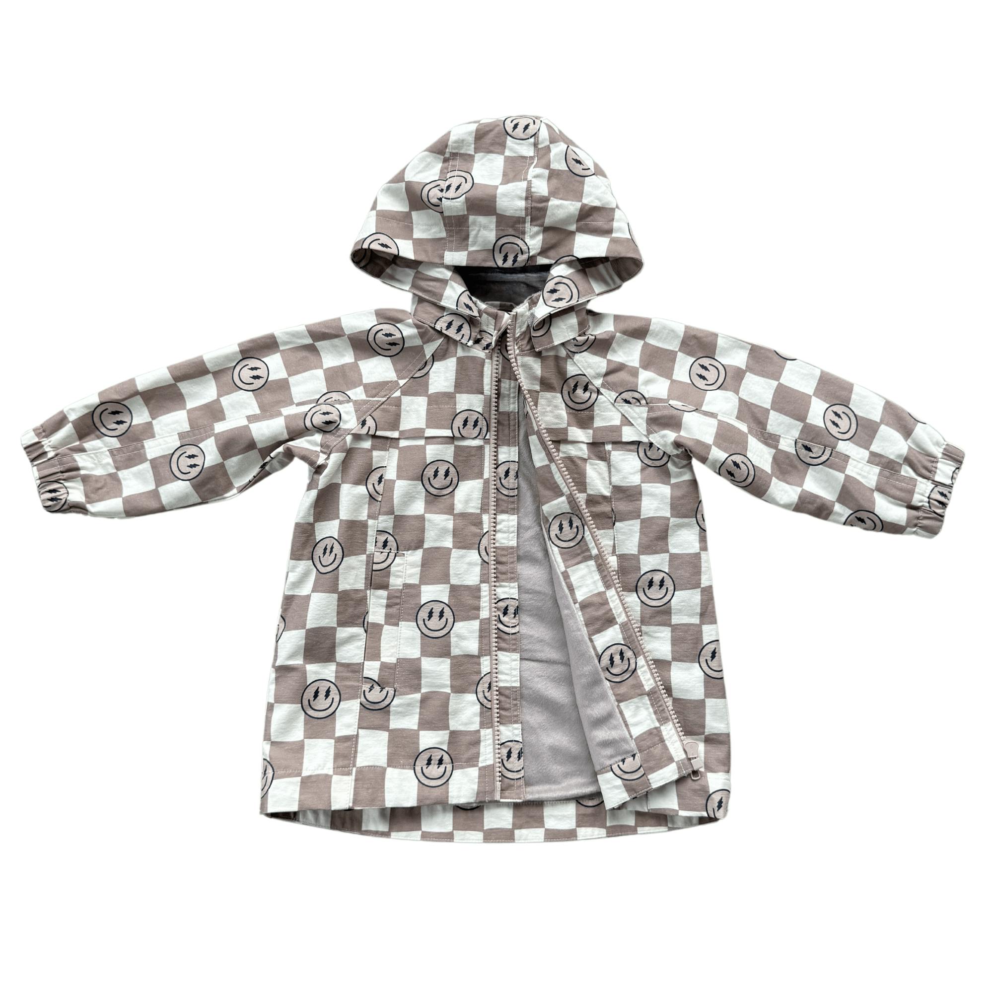 Boys Cotton Jacket in Smiley Check in Portabella