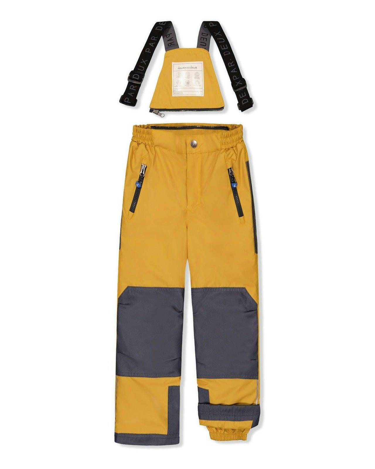 Two Piece Play Snowsuit Grey and Blue Dinosaur Print with Yellow Pants