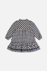 Shirt Dress With Frills Blue And White Gingham Print