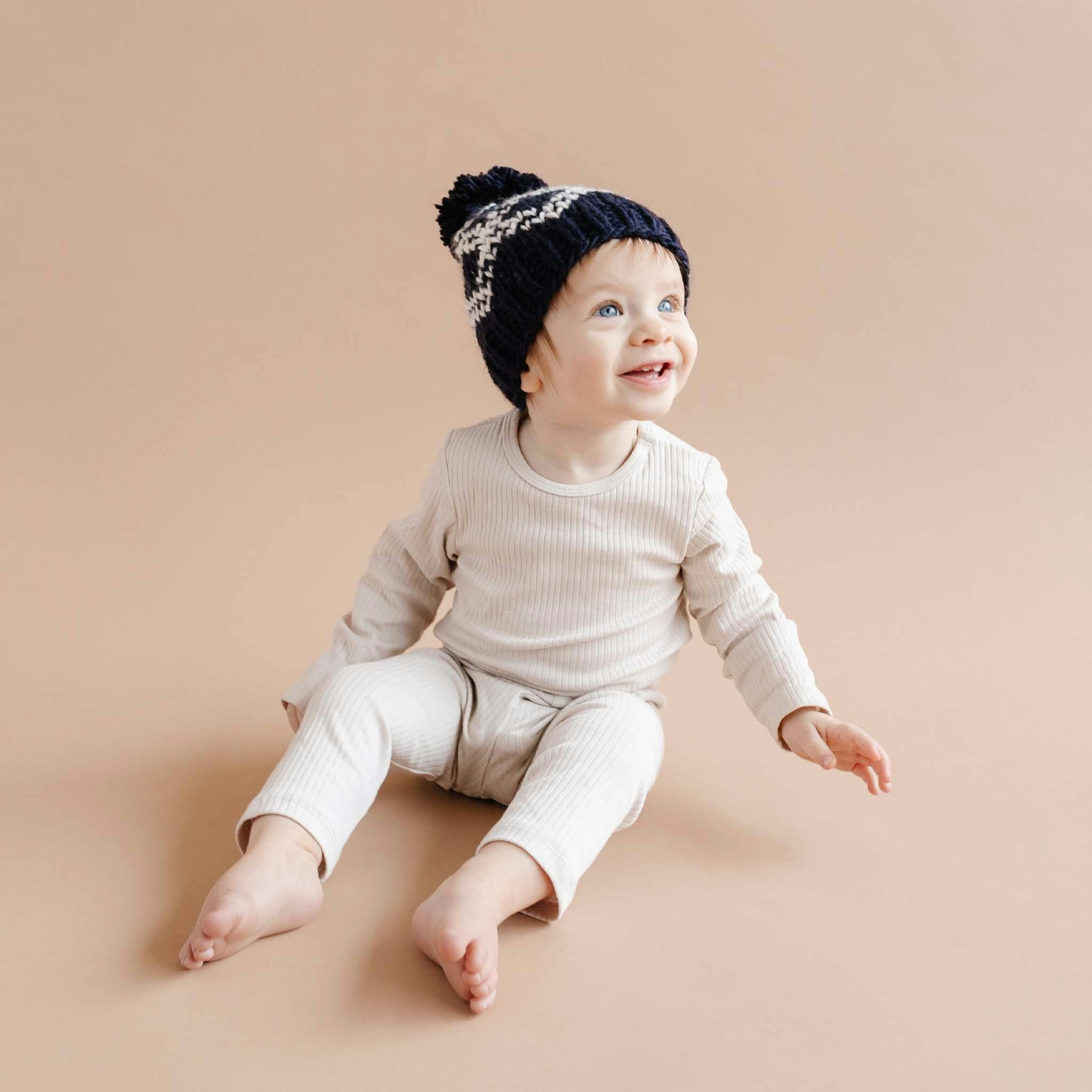 Diamond Faire Isle Hat - Navy