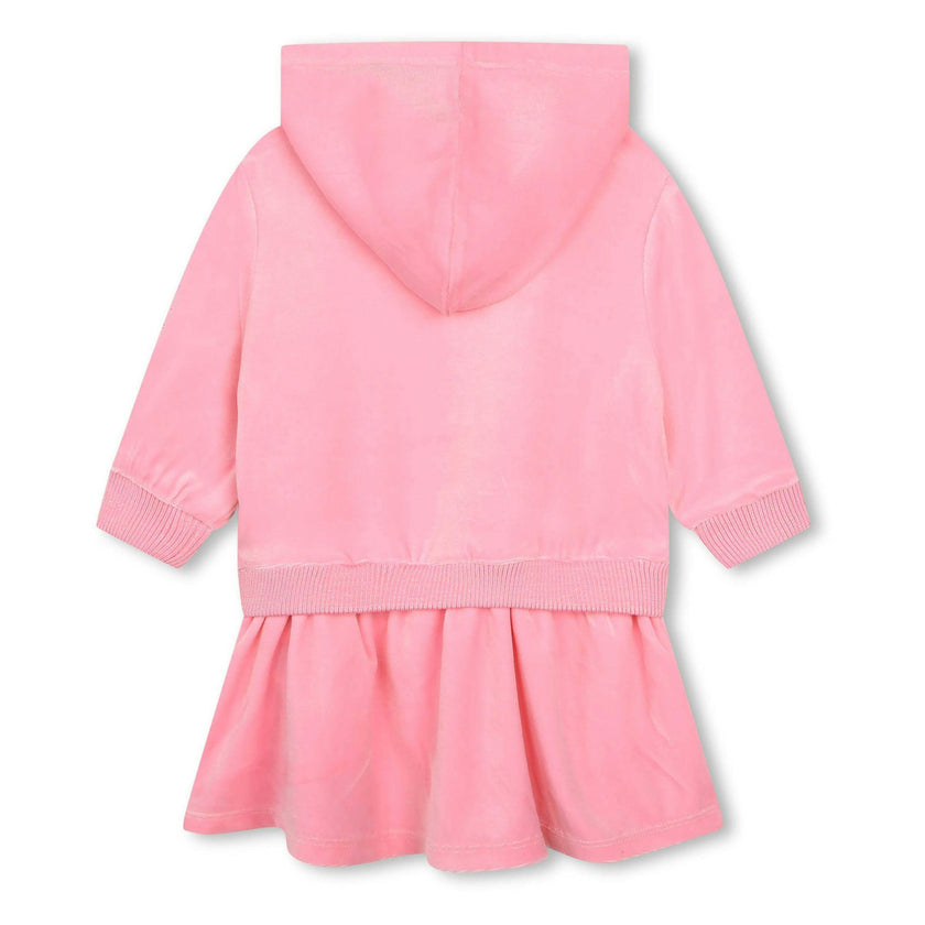 Pink Rainbow Hooded Velvet Dress