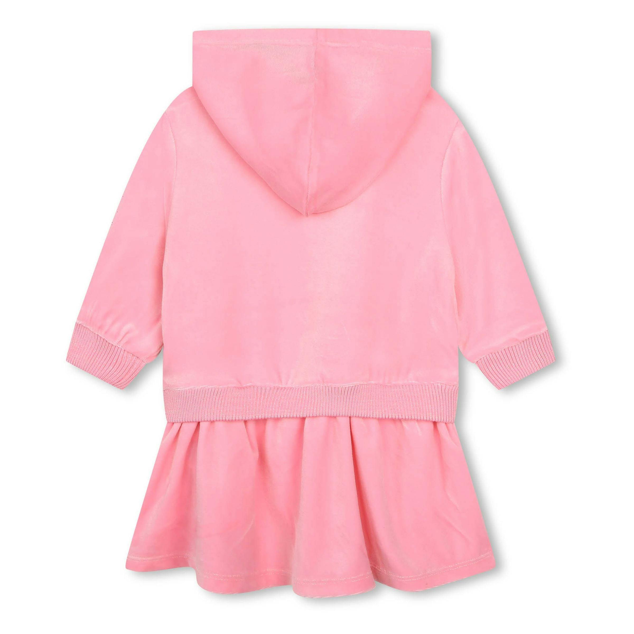 Pink Rainbow Hooded Velvet Dress