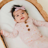 Newborn Wood Button Knotted Gown - Gigi