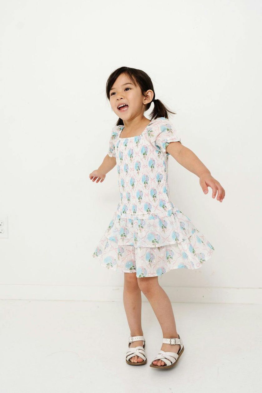 Hydrangeas with Bows Girls Mirrorball Dress