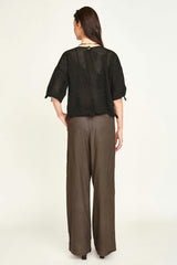 Lokaro Pointelle Top in Black