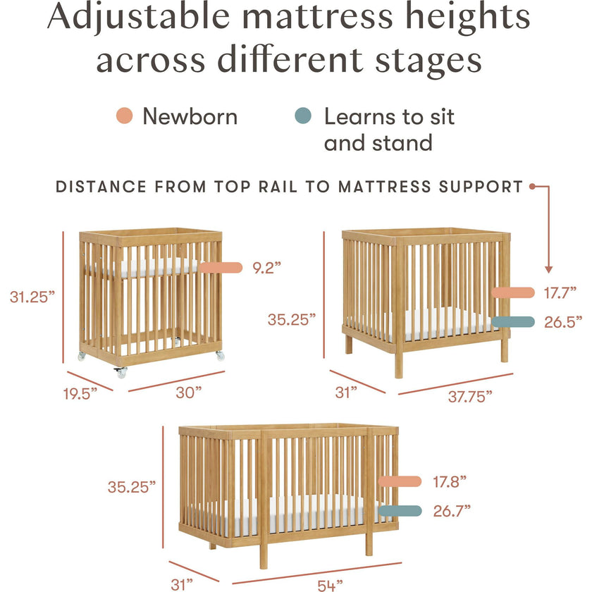 Pogo 8-in-1 Convertible Crib with All-Stages Conversion Kits in Honey
