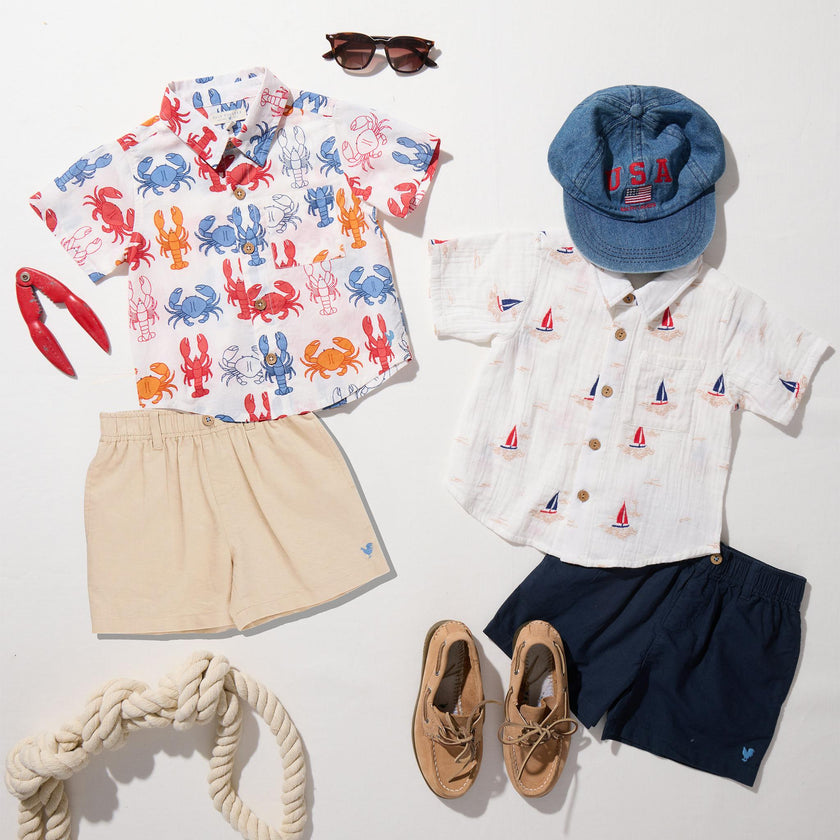 Boys Jack Shirt - Sailboat Embroidery