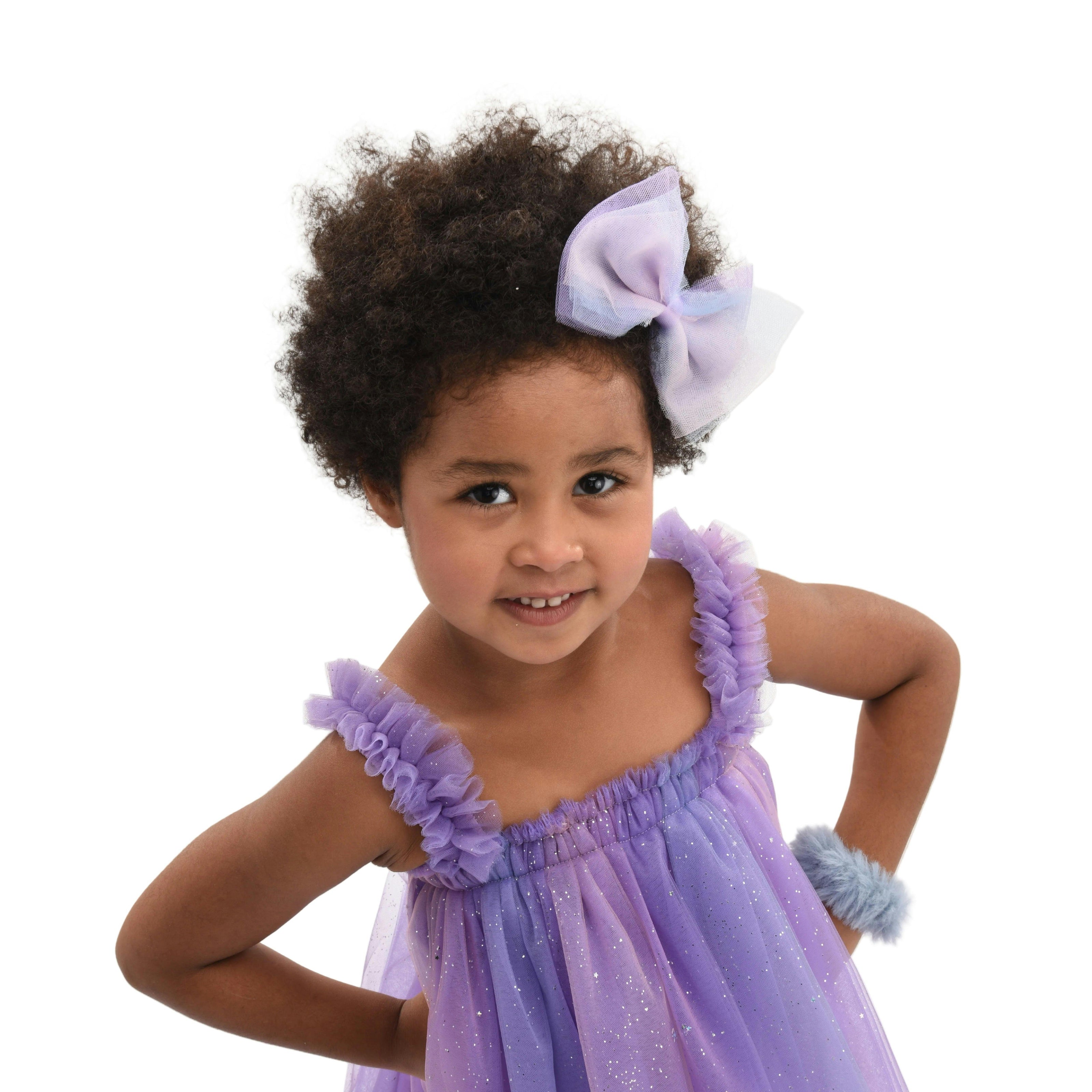 Purple Serenya Glitter Tulle Dress