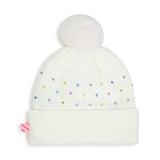 Ivory Rhinestone Pom Pom Beanie