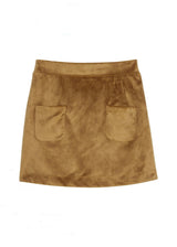 Faux Suede Built-In Shorts Waistband Mini Skort