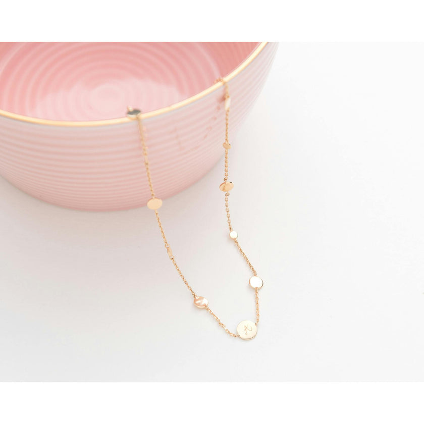 Personalized Initial Pastille Necklace, 18k Rose Gold Plated