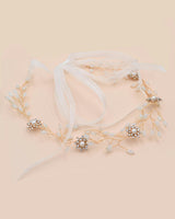 Crystal Rose Gold Ribbon Hair Vine