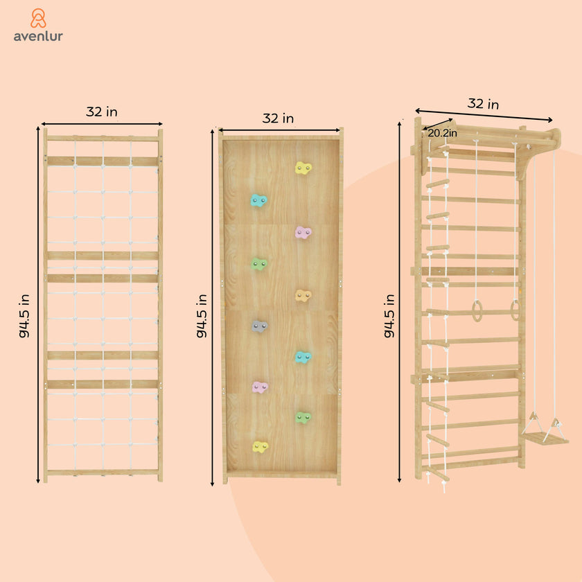 Walnut Modular | Swedish Ladder Jungle Gym - Wall Mounted
