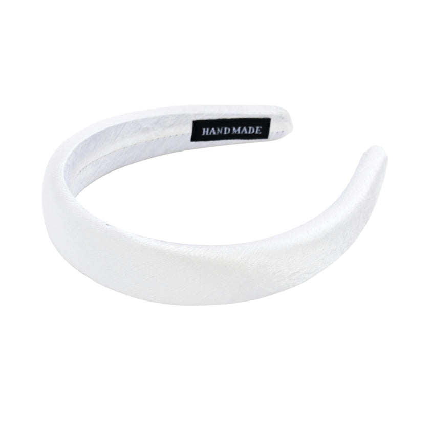 White Classic Satin Padded Headband