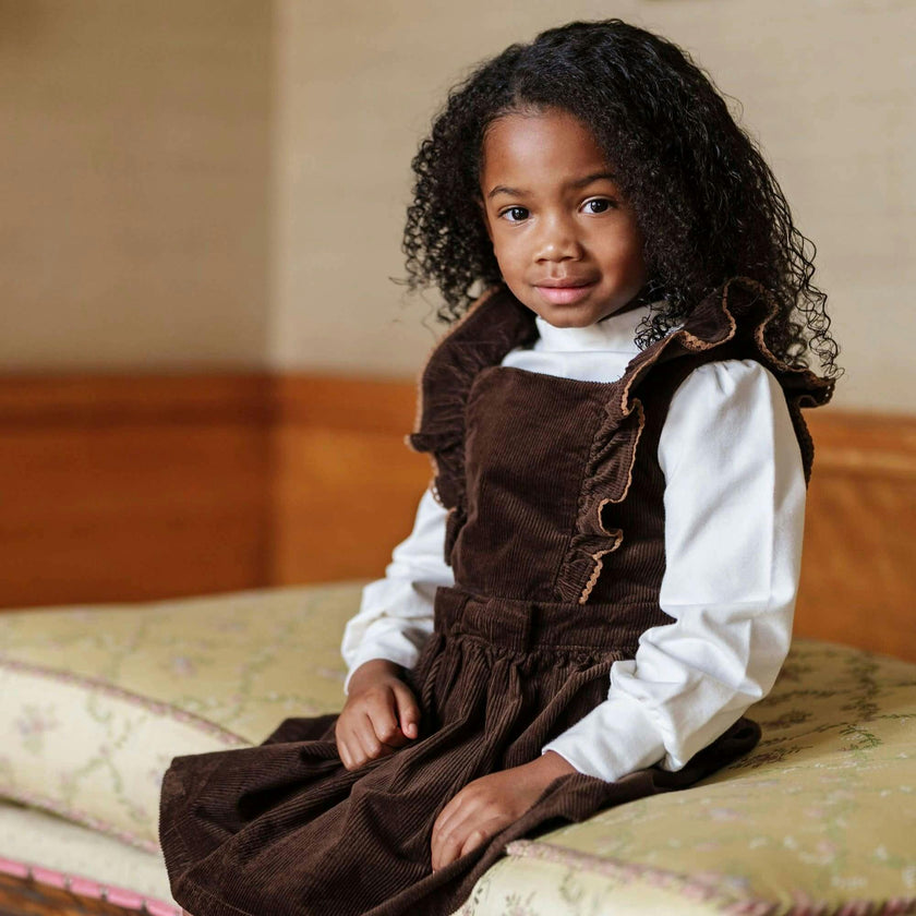 Baby Organic Corduroy Ruffle Jumper, Brown