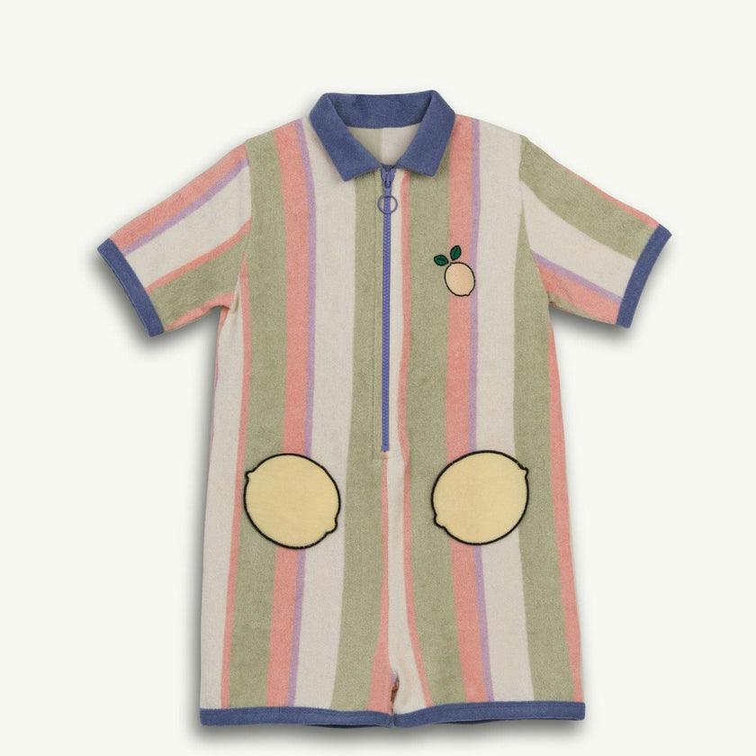 children's terry jumpsuit - tropical stripes