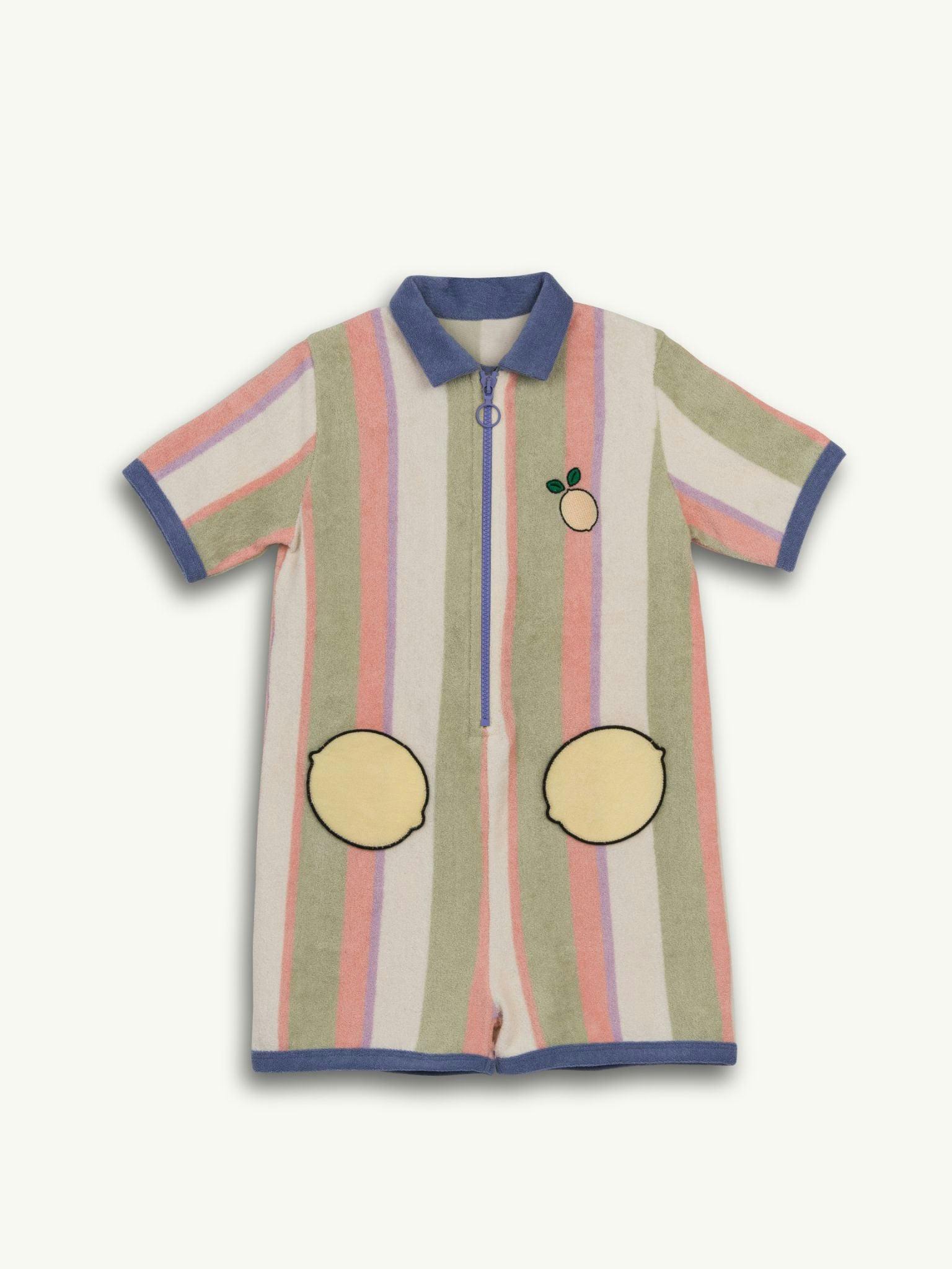 children's terry jumpsuit - tropical stripes