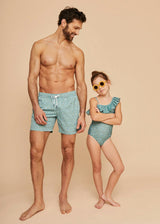 Khaki Flowers Girls' Ruffle Swimsuit