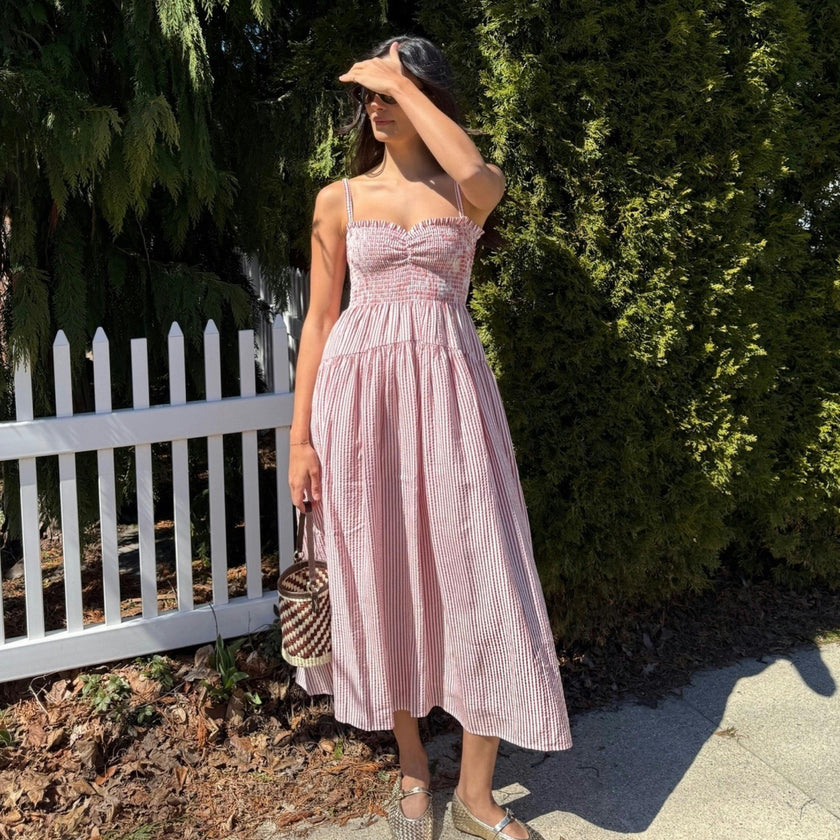 The Rebecca Nap Dress - Red Ticking Stripe