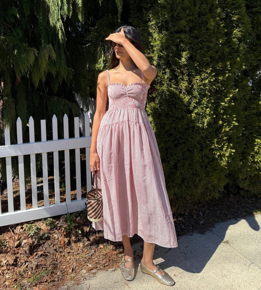 The Rebecca Nap Dress - Red Ticking Stripe