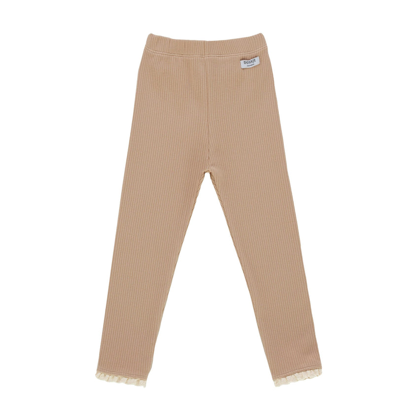 Affy Ribbed Lace Trim Leggings