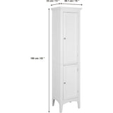 Glancy Tall Slim Free Standing Linen Storage Cabinet with 2 Louvered Doors 5 Tier Shelves