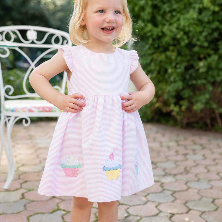 Seersucker Dress with Cupcakes
